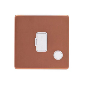 Brushed Copper Screwless Plate 13A UnSwitched Connection Unit Flex Outlet - White Trim - SE Home