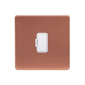 Brushed Copper Screwless Plate 13A UnSwitched Fuse Connection Unit - White Trim - SE Home