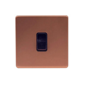 Brushed Copper Screwless Plate 20A 1 Gang Double Pole Switch - Black Trim - SE Home