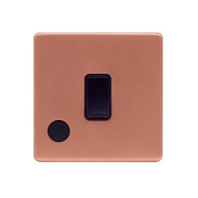 Brushed Copper Screwless Plate 20A 1 Gang Double Pole Switch Flex Outlet - Black Trim - SE Home