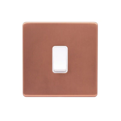 Brushed Copper Screwless Plate 20A 1 Gang Double Pole Switch - White ...
