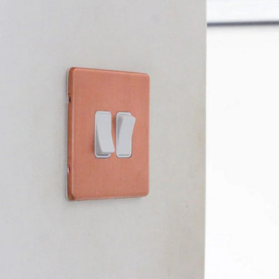 Brushed Copper Screwless Plate 45A Cooker Control Unit & Neon-White ...
