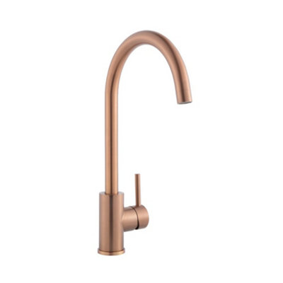 Brushed Copper Single Lever Kitchen Mixer Swan Spout