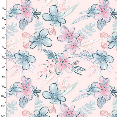 Brushed Cotton Craft Fabric 110cm wide x 1m Mommy & Me Collection - Floral