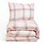 Brushed Cotton Tartan Duvet Cover Pillowcase Set Aspen Check, Blush - Double