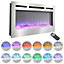 Brushed Effect Electric Fire Wall Mounted or Inset Fireplace Heater 12 Flame Colors with Remote Control 60 Inch