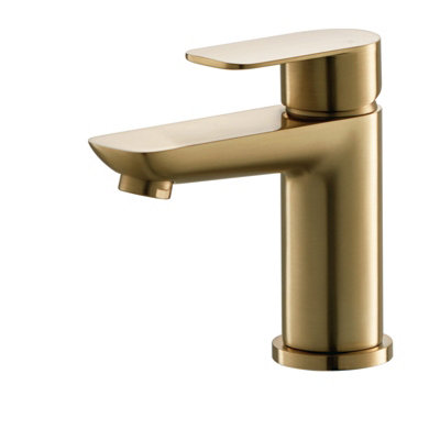 Brushed Gold Bathroom Sink Taps Mono Square Basin Taps Single Handle ...