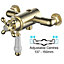 Brushed Gold Brass Thermostatic Traditional Exposed Shower Mixer 137mm 150mm