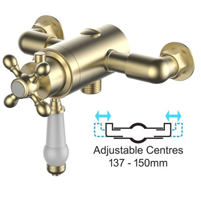 Brushed Gold Brass Thermostatic Traditional Exposed Shower Mixer 137mm 150mm Price Comparisons | Compare The Build