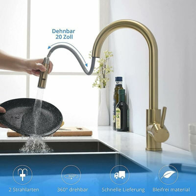 FROPO Gold Kitchen Faucet With Side Sprayer - 2 Handles 8 Inches