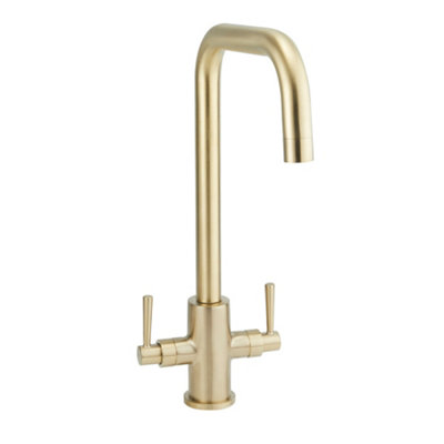 KITCHEN SINK BASIN Mixer Tap Swivel Spout 360° Twin Lever Tap Mono Chrome Faucet £15.09