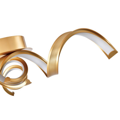 Brushed Gold LED Ceiling Light with Ribbon Strip Design