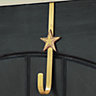 Brushed Gold Star Over Door Christmas Decoration Wreath Hanger Hook