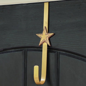 Brushed Gold Star Over Door Christmas Decoration Wreath Hanger Hook