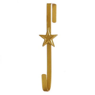 Brushed Gold Star Over Door Christmas Decoration Wreath Hanger Hook