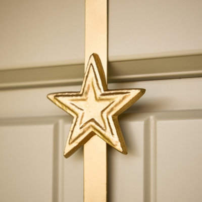 Brushed Gold Star Over Door Christmas Decoration Wreath Hanger Hook - 3