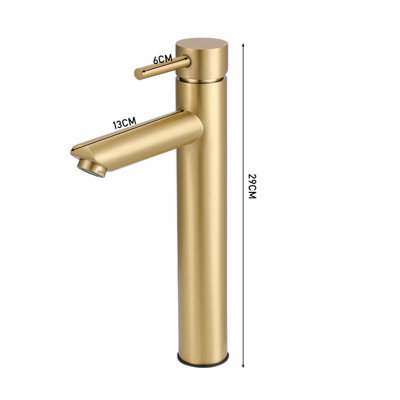 Brushed Gold Tall Single Handle Vessel Faucet Bathroom Basin Mixer Tap