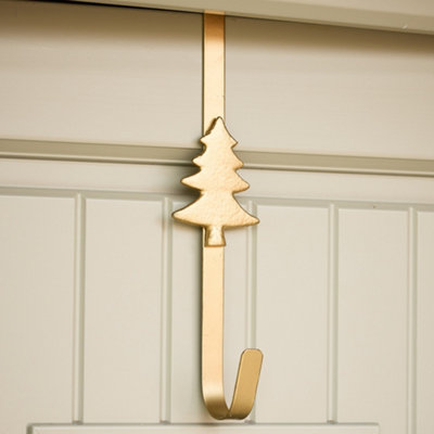 Brushed Gold Tree Over Door Christmas Wreath Hanger Hook