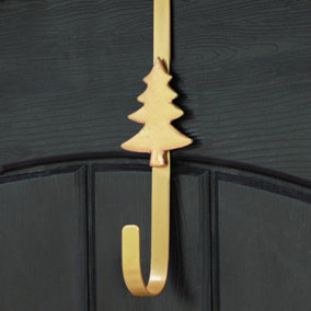 Brushed Gold Tree Over Door Christmas Wreath Hanger Hook