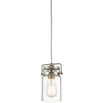 Brushed Nickel 1 Bulb Ceiling Pendant Light with E27 Fitting