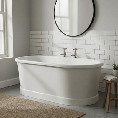Brushed Nickel Bath Tap Pair - Traditional Crosshead Design - Durable Brass Construction for Hot & Cold