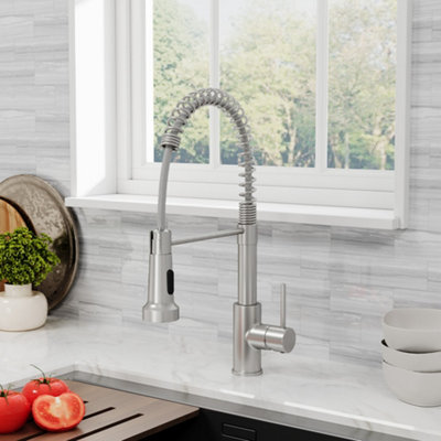 Brushed Nickel Commercial Swivel Pull out Kitchen Tap Mixer Tap Faucet