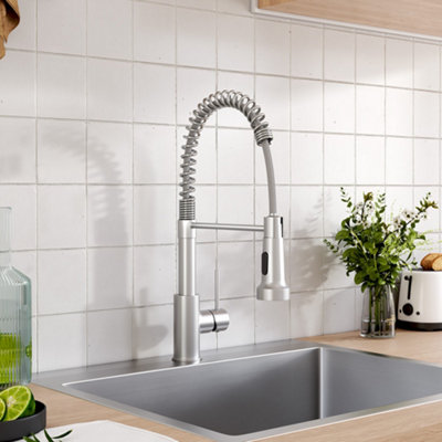 Brushed Nickel Commercial Swivel Pull out Kitchen Tap Mixer Tap Faucet