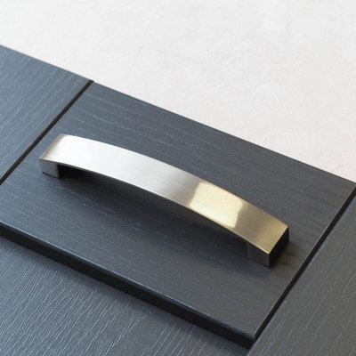 Brushed Nickel Curved Bow Kitchen Cabinet Handles 128mm Drawer Door Cupboard Wardrobe Furniture ...