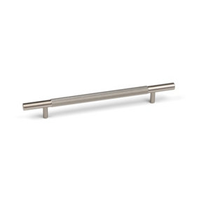 Brushed Nickel Knurled Kitchen Cabinet T Bar Handle 160mm Centres