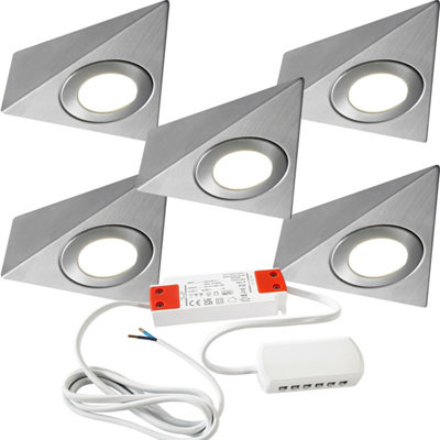 Brushed Nickel Pyramid Under Cabinet Kitchen Light Kit with Natural White LED