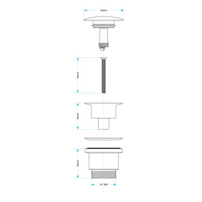 Brushed Nickel Universal Basin Waste Suitable For Basins With or Without Overflow Solid Metal Leak Free