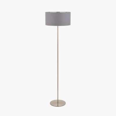 Brushed Silver and Steel Grey Floor Lamp
