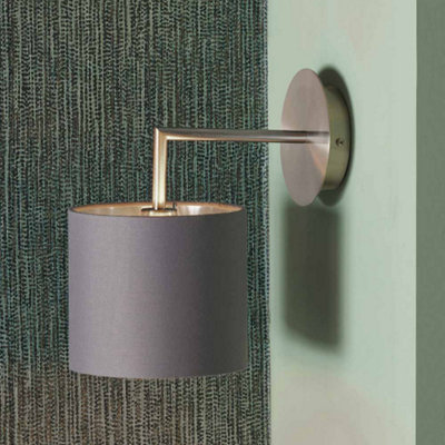 Brushed Silver and  Steel Grey Wall Light