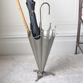 Brushed Silver Free-Standing Umbrella Stand