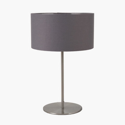 Brushed Silver & Steel Grey Table Lamp