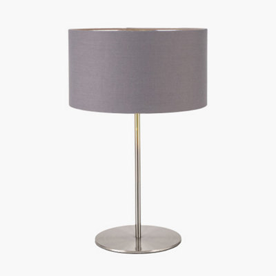 Brushed Silver & Steel Grey Table Lamp