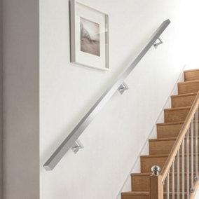 Brushed Stainless Steel Square Stair Handrail Kit L 400 cm