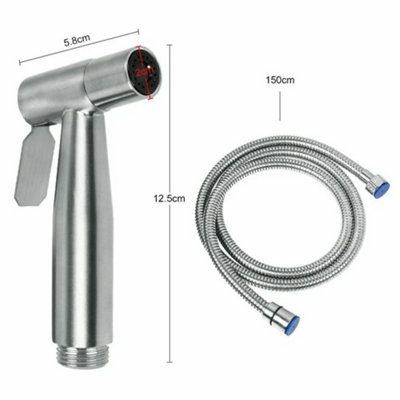 Brushed Steel Bathroom Rinse Spray Set with Diverter
