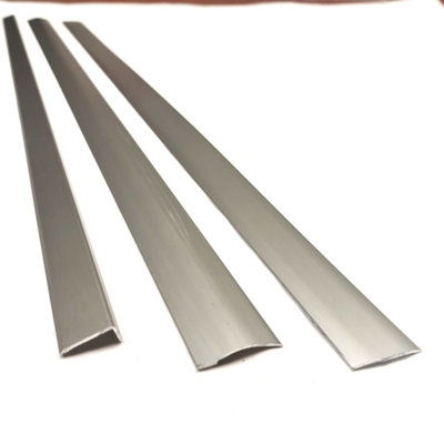 Brushed Steel Effect Self-Adhesive Aluminium End Border Floor Threshold ...