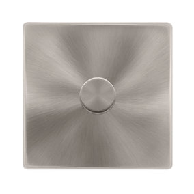 Brushed Steel Screwless Plate 1 Gang 2 Way LED 100W Trailing Edge Dimmer Light Switch - SE Home