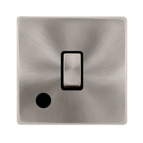 Brushed Steel Screwless Plate 1 Gang 20A Ingot DP Switch With Flex - Black Trim - SE Home