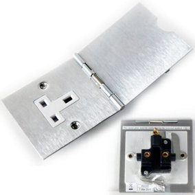 Brushed Steel Single Floor Plug Socket Outlet 1 Gang UK Electrical 13A Mains