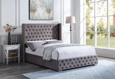 Double ottoman bed with deals high headboard