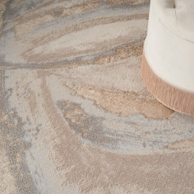 Brushstrokes Beige Abstract Modern Easy to Clean Rug for Living Room ...