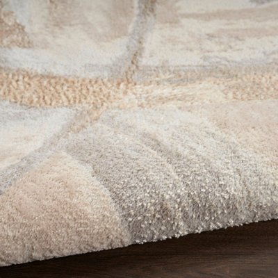 Brushstrokes Beige Abstract Modern Easy to Clean Rug for Living Room ...