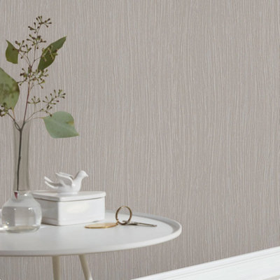 Brwon Taupe Mix Stripe Wallpaper Glitter Shimmer Effect Textured Free Match Vinyl