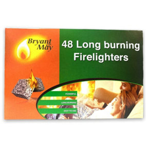 Bryant & May 48 Long Burning Firelighter Quickfire for Barbecue Stove, Fireplace