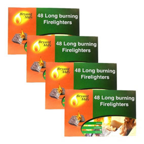 Bryant & May 48 Long Burning Firelighters - 4 Pack