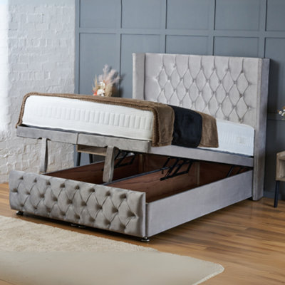 Bsspoke Chesterfield Wingback Bed Ottoman Divan Liftup Storage Bed ...