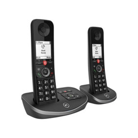 BT Advanced 60850 Cordless Home Phone, Answering Machine, Black, Twin Pack